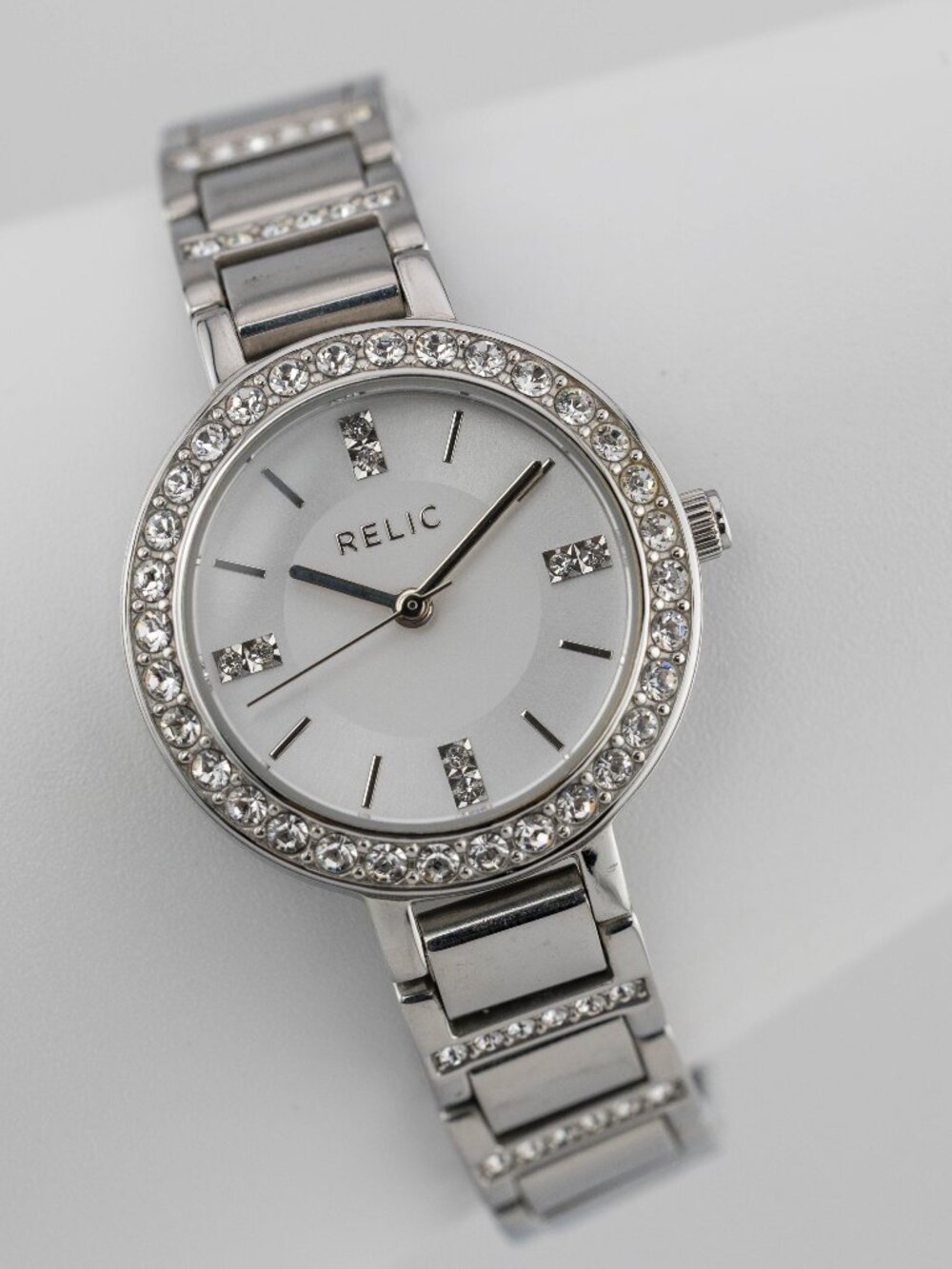 RELIC ZR34144 Silver Crystal Quartz Analog Women's Watch New Battery